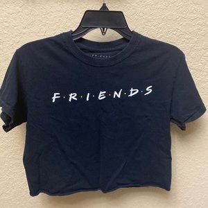 A black crop top inspired by the TV show FRIENDS.